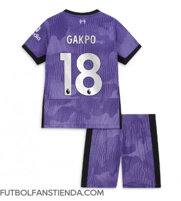 Liverpool Cody Gakpo #18 Tercera Equipación Niños 2023-24 Manga Corta (+ Pantalones cortos)